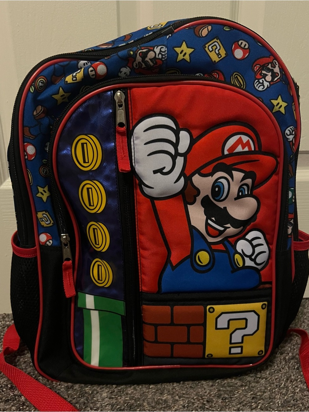 Nintendo Super Mario Blue and Red Kids Backpack 16” - Picture 2 of 4